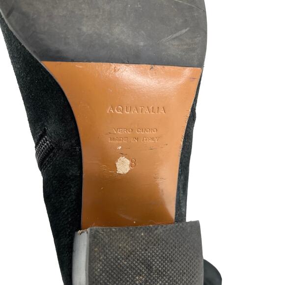 Aquatalia Italy Faylynn Weatherproof Booties 8 Black Pebbled Leather 2" Heels - Picture 11 of 14